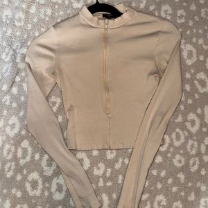 Cream color crop long sleeve snatched edition